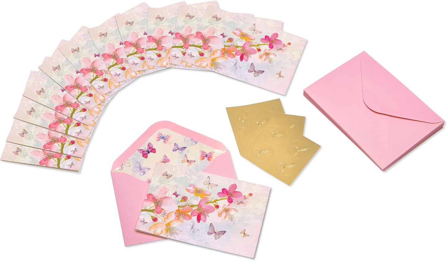 Papyrus Blank Cards with Envelopes, Blossoms (12-Count)