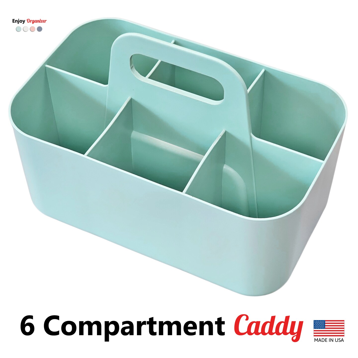Enjoy Organizer | 3 Small Stackable and Portable Simple 6-Compartment Art Caddy - Made In USA