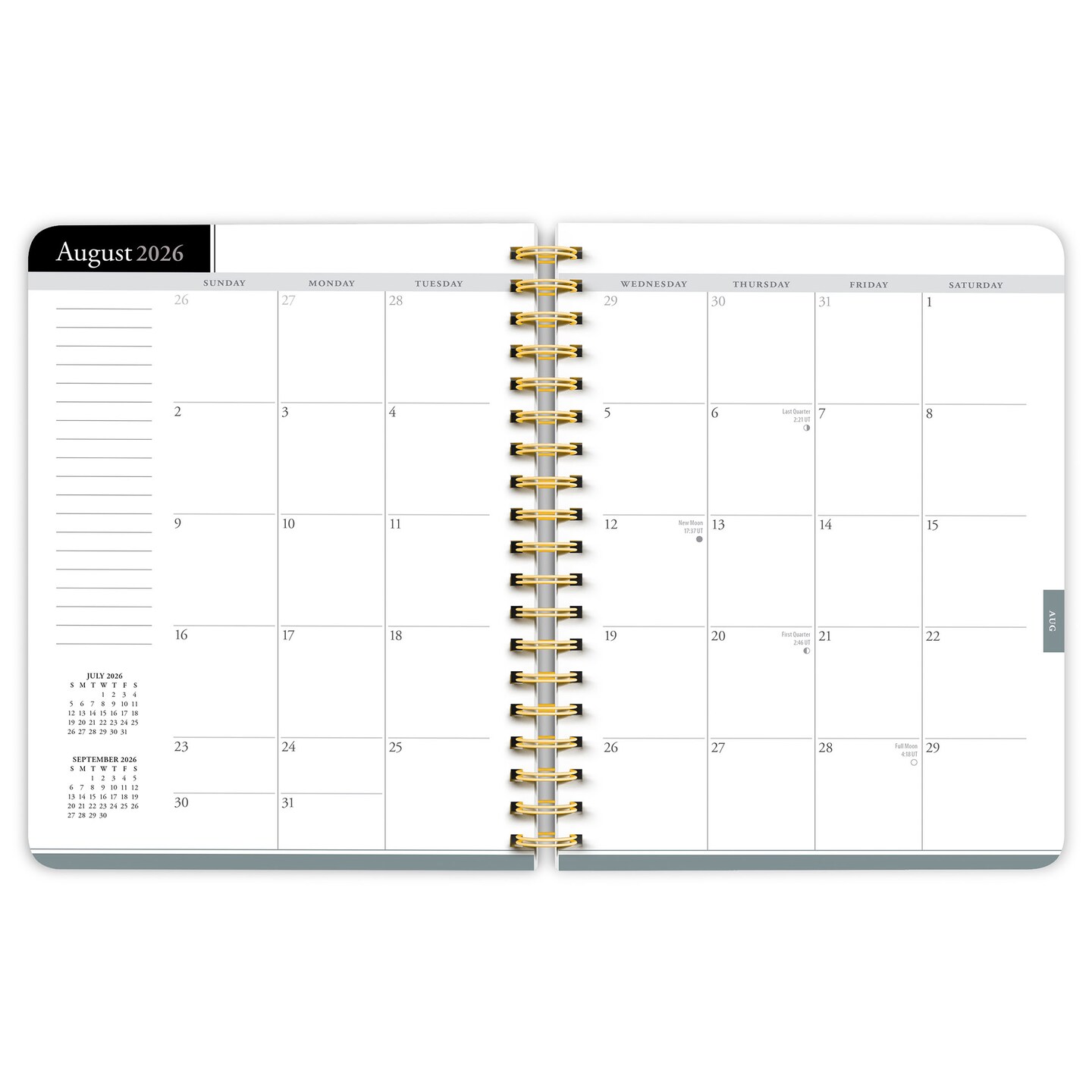 Black Solid | 2027 6 x 7.75 Inch 18 Months Weekly Desk Planner | Foil Stamped Cover | July 2026 - December 2027 | Plato | Planning Stationery