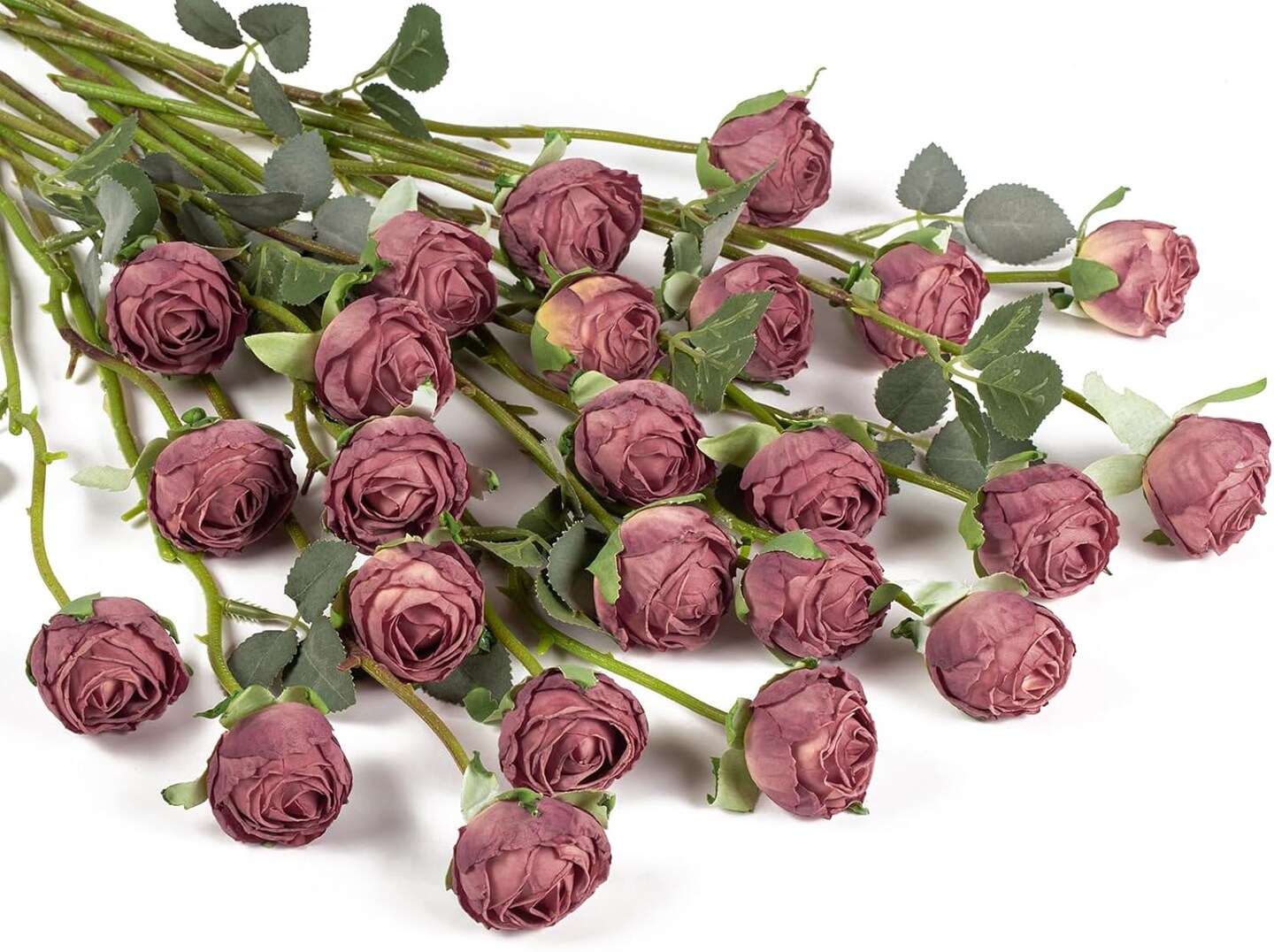 24-Piece Dusty Rose Artificial Silk Roses – Long Stem Faux Rose Bouquets for Wedding Centerpieces, Party Decorations & Home Arrangements