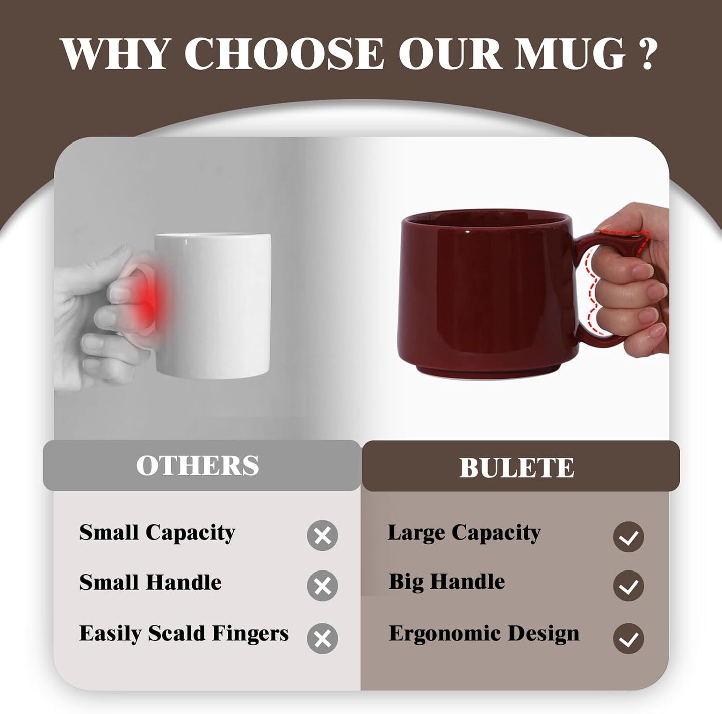 19 oz Large Coffee Mugs Set of 4, Stackable Ceramic Coffee Mugs