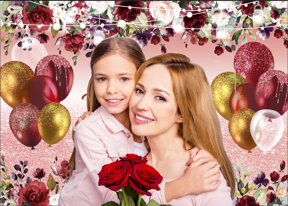 7X5ft Mother&#x27;s Day Background Flowers Balloons Party Background Mothers Day Party Decoration Banner Happy Mother&#x27;s Day Background CY-222