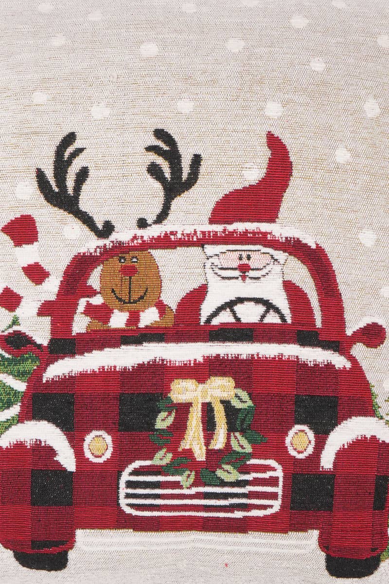 Merry Claus Caravan Jacquard Machine Woven Throw Pillow - 24&#x22; X 24&#x22;