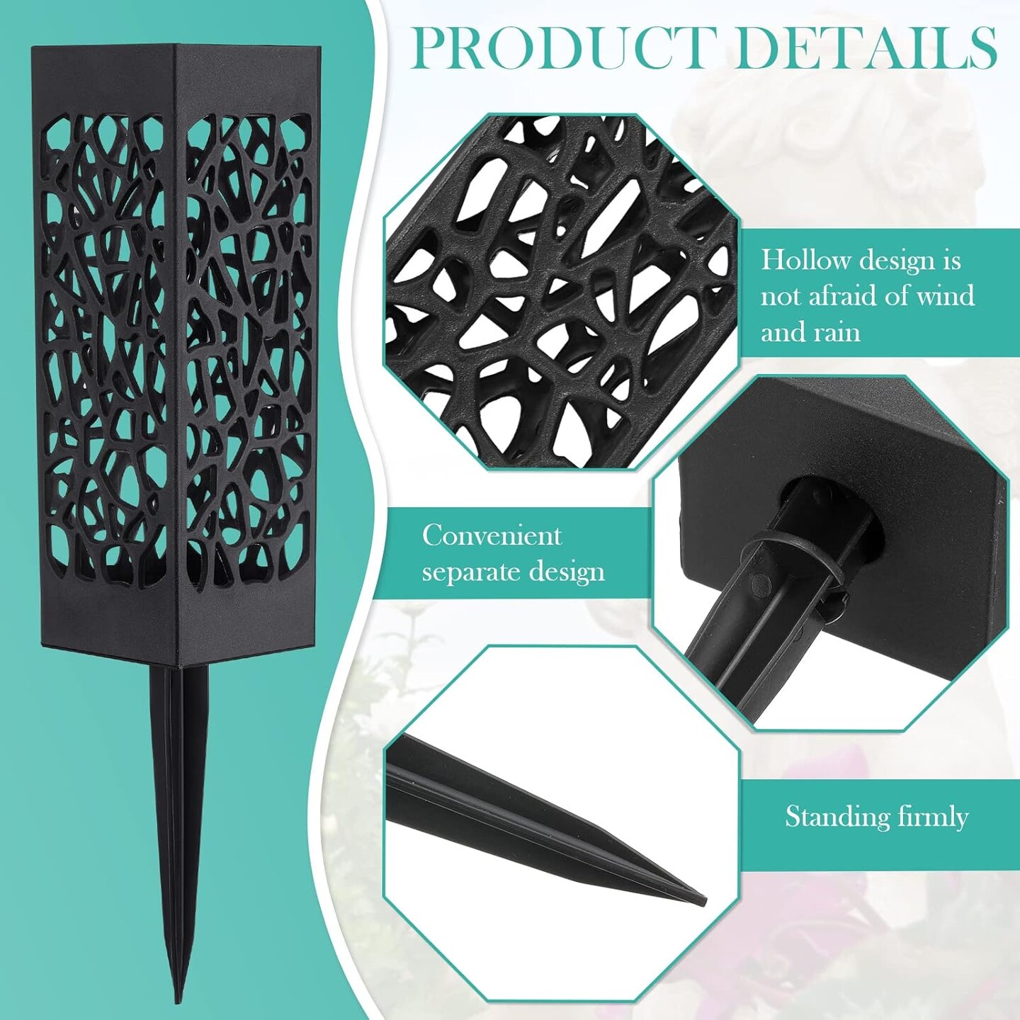 2 Sets Artificial Cemetery Flowers 36 Heads Rose with 2 Grave Markers Flower Holder Vase with Drainage Hole Long Spikes and 2 Floral Foam Blocks for Outdoor Memorials (Red)