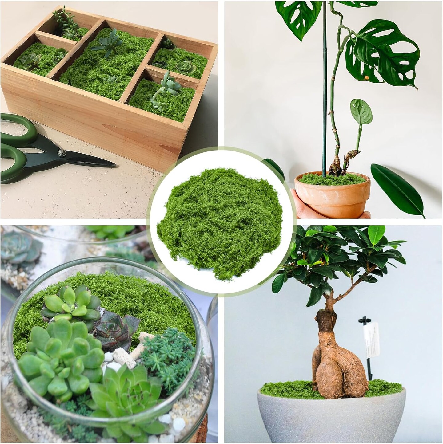 Fake Green Moss for Crafts 5.3 Oz Decorative Artificial Moss for Crafts Decorative Faux Moss Table Centerpieces Wedding Party Decor Fairy Garden Floral DIY
