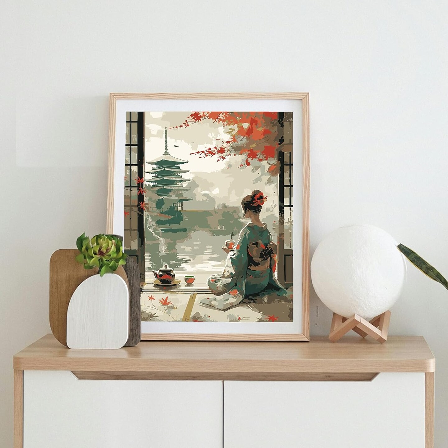 Paint by Numbers for Adults Beginners Home Acrylic Paint by Numbers Kits for Kids on Canvas 16x20 inch, Japanese Tea