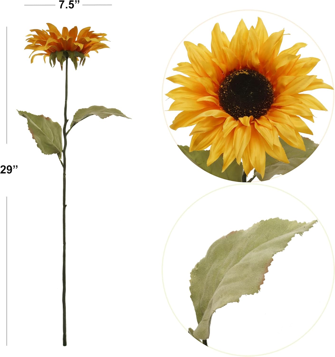 Bold 7.5" Yellow Sunflower - Vibrant,4pcs Lifelike Artificial Flower for Home & Events, Ideal Centerpiece for Any Occasion, Perfect for Decor, Craft