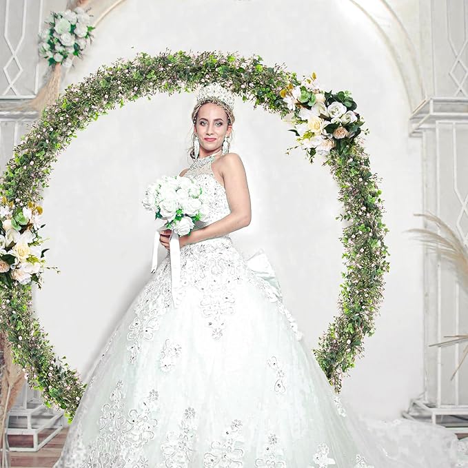 4PCS Faux Eucalyptus Garland Plant, Artificial Baby Breath Flower Vines Hanging Leaves Vines Hanging Leaves Greenery Wedding Backdrop Arch Wall Decor, Indoor Outdoor 5.8 Ft&#xFF08;Pink &#x26; Green&#xFF09;