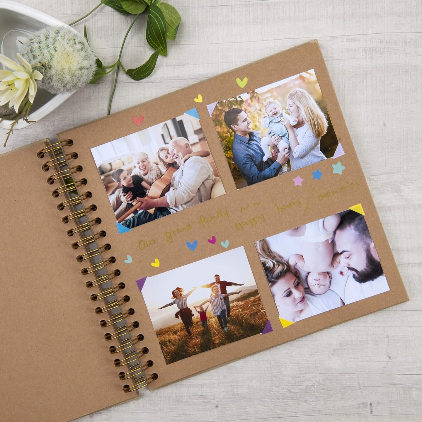 DIY Scrapbook Photo Album with Cover Photo 80 Pages Hardcover Craft Paper Photo Album for Guest Book, Anniversary, Valentines Day Gifts (Brown, 10 x 10 inch)