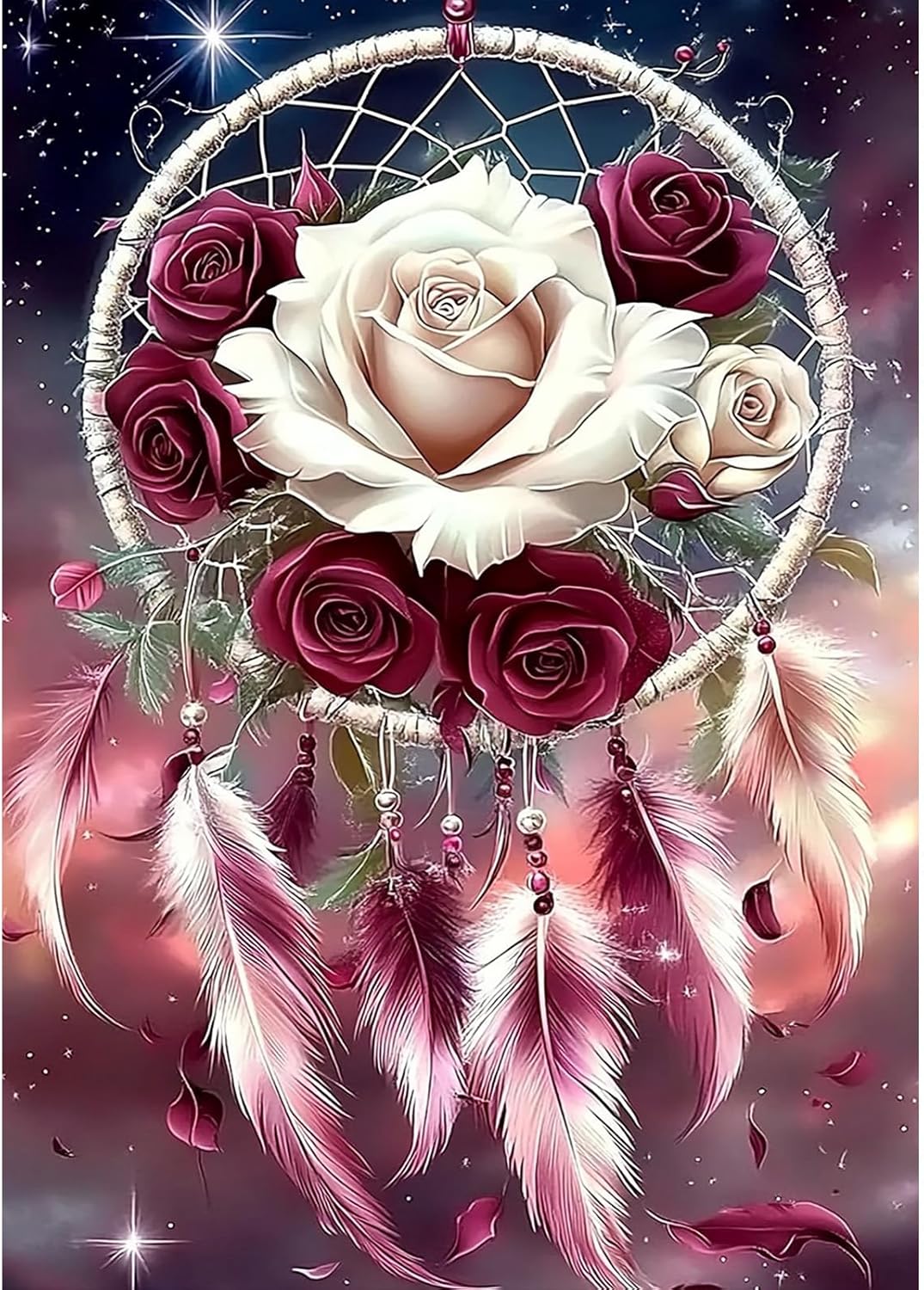 Dream Catcher 5D Diamond Painting Kit – Full Round Drill DIY Diamond Art for Adults, 12"x16" Wall Decor