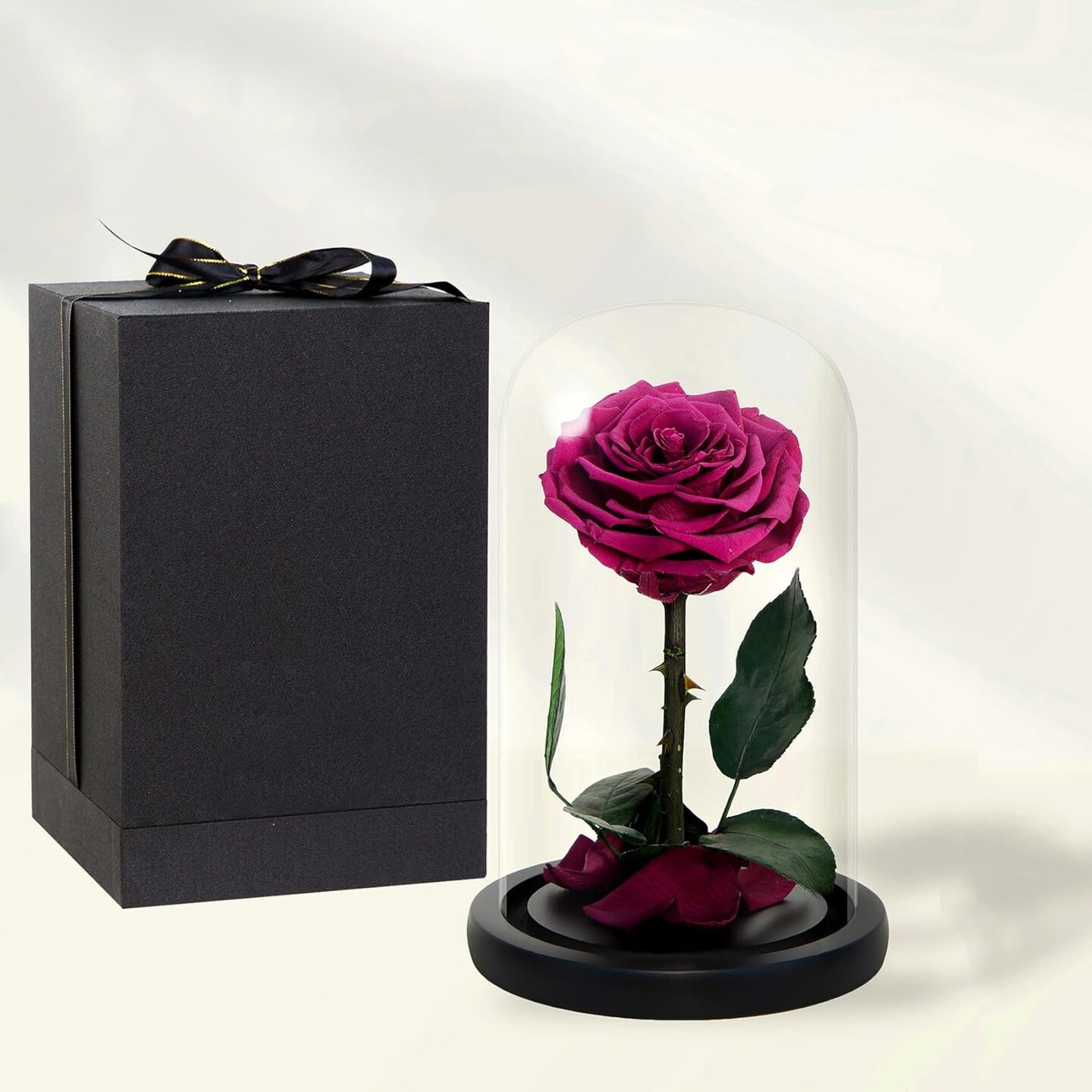 Handmade Preserved Roses in Glass Dome, Long Lasting Pink Roses Real, Flowers for Women