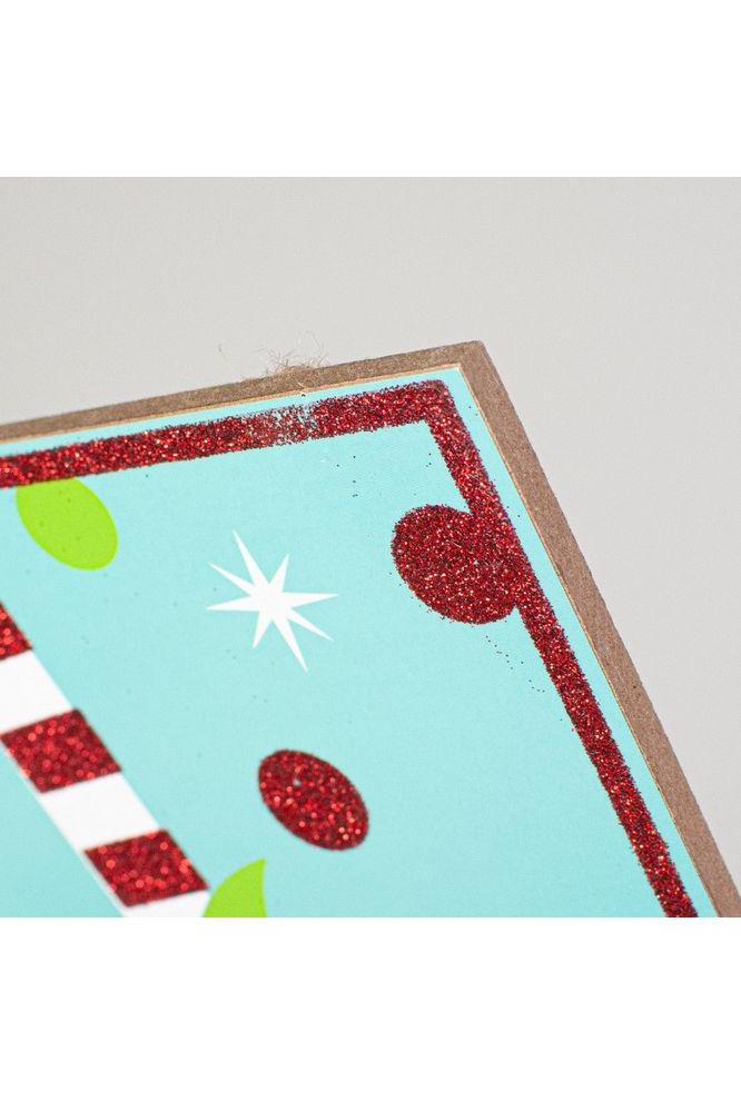 10&#x22; Wooden Elf Sign: Ice Blue Merry Christmas