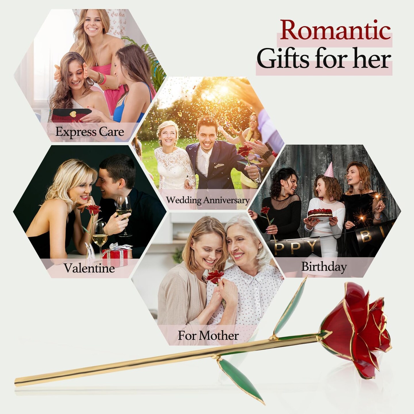 Gold Dipped Rose 24k Red Gold Plated Rose - Everlasting Long Stem Real Rose Exquisite Holder, Romantic Gift for Valentine's and Mother's Day, Gfts for Her Anniversary
