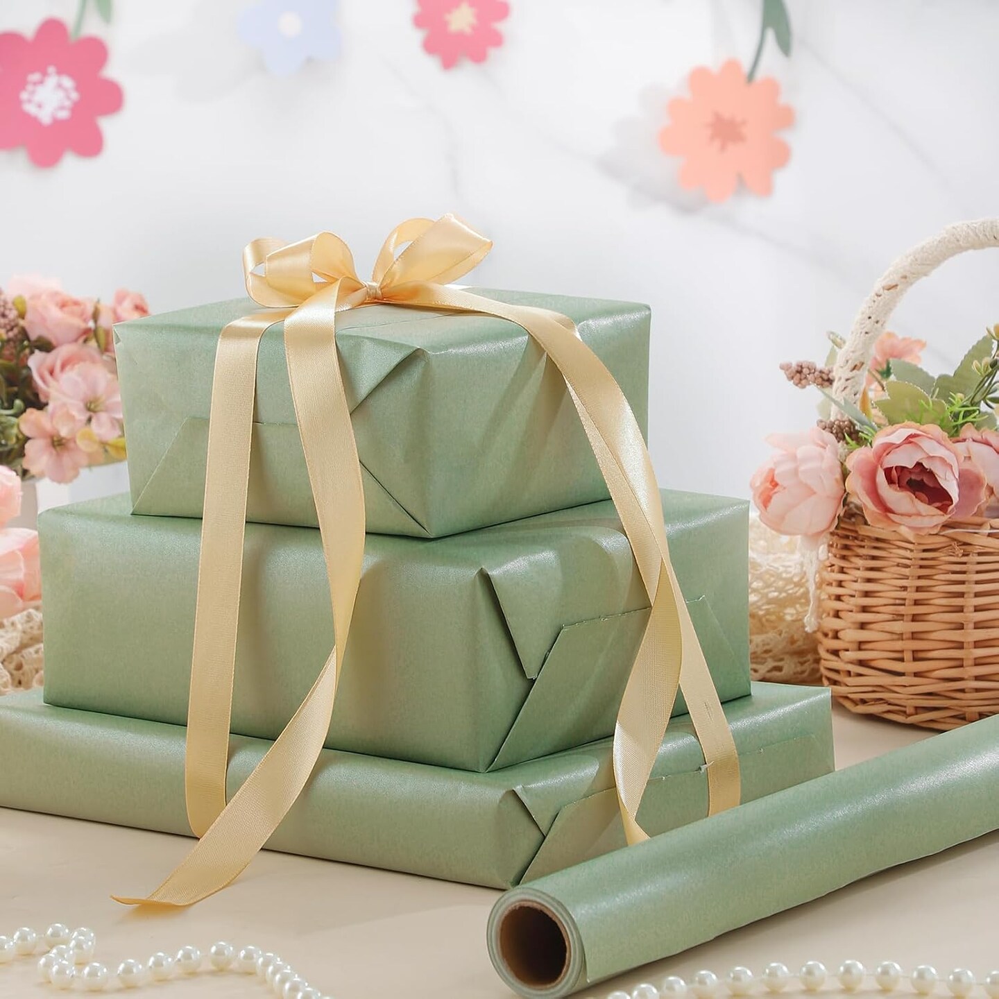 Sage Green Wrapping Paper Roll 17 In X 33 Ft Gift Wrapping