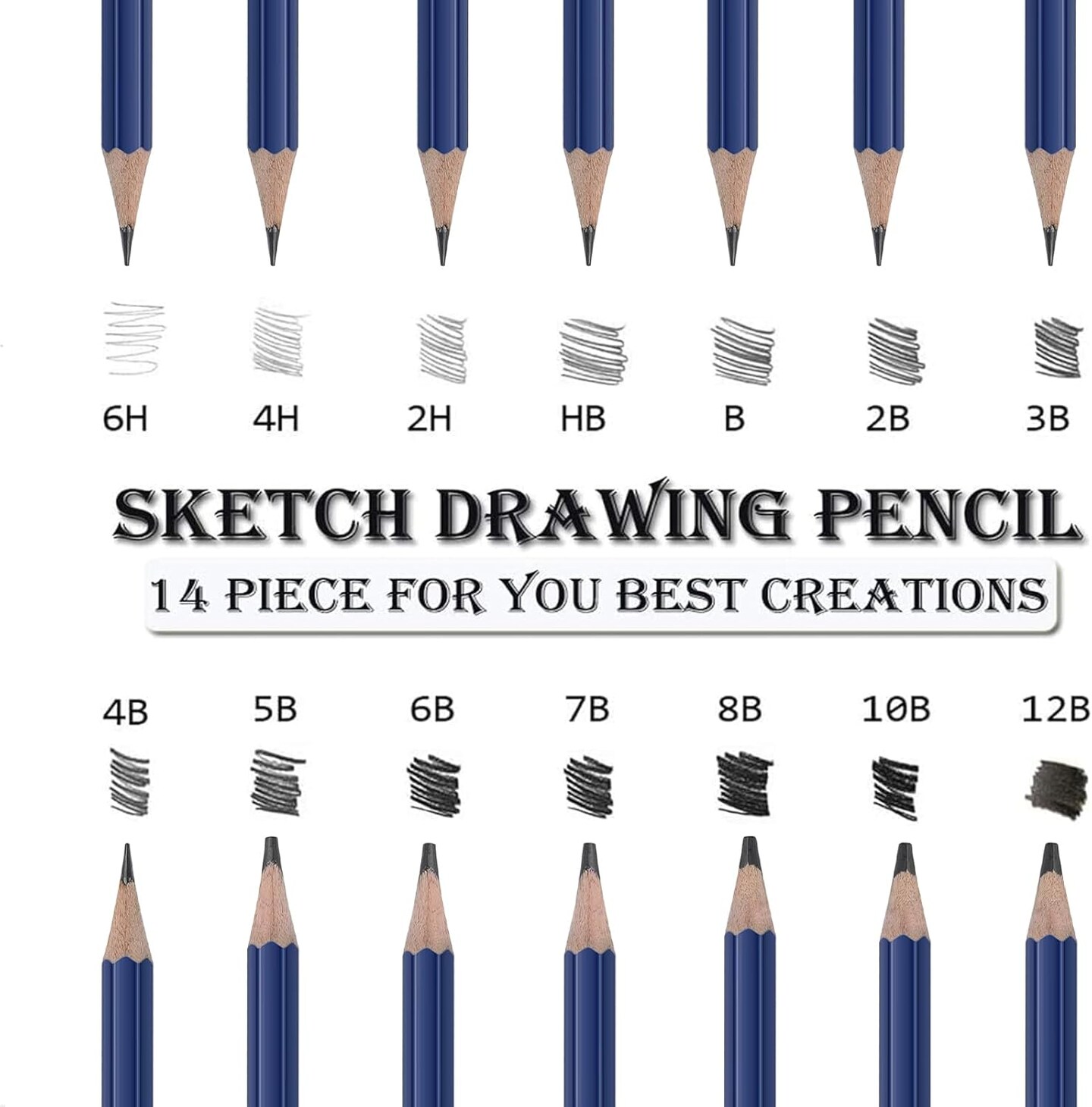Drawing Sketching Pencil Set, 26 pcs Draw Supplies Kit, 14 Graphite (12B -6H), Charcoal Erasers Sharpener Extender, Ideal for Drawing Art, Sketching, Shading, Artist Pencils for Beginners Pro Artists
