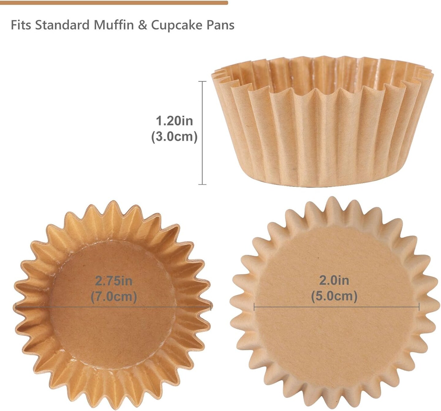 150 Natural Cupcake Liners – Heavy-Duty Grease-Resistant Muffin & Baking Cups, Easy-Peel