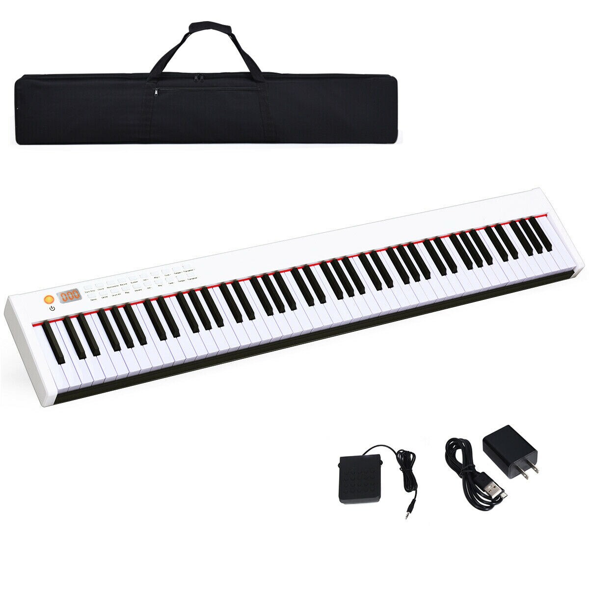 88-Key Digital Piano with Semi-Weighted Keys, Rechargeable Battery and Gig Bag