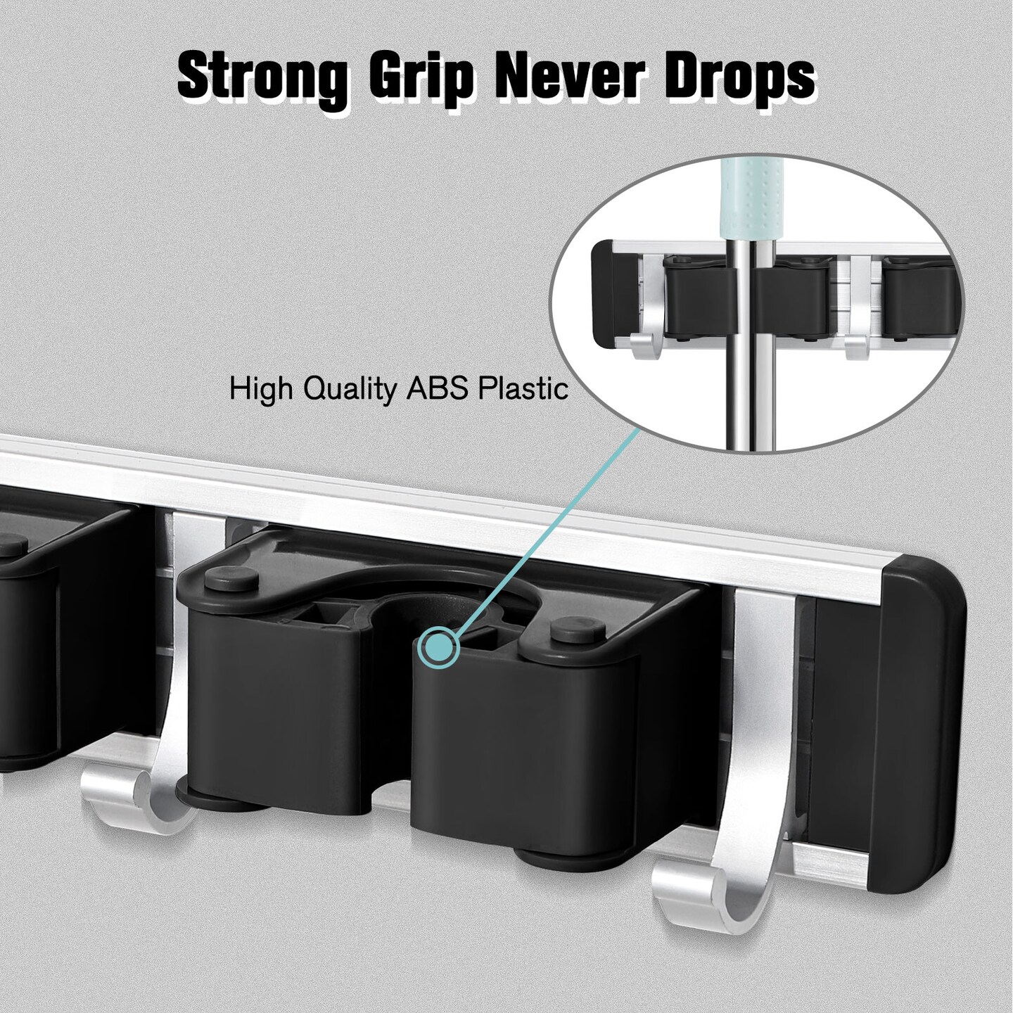 Mop and Broom Holder Wall Mount &#x2013; Heavy Duty Tool Rack Organizer for Garage, Laundry Room, Kitchen, Closet (Space-Saving Storage)