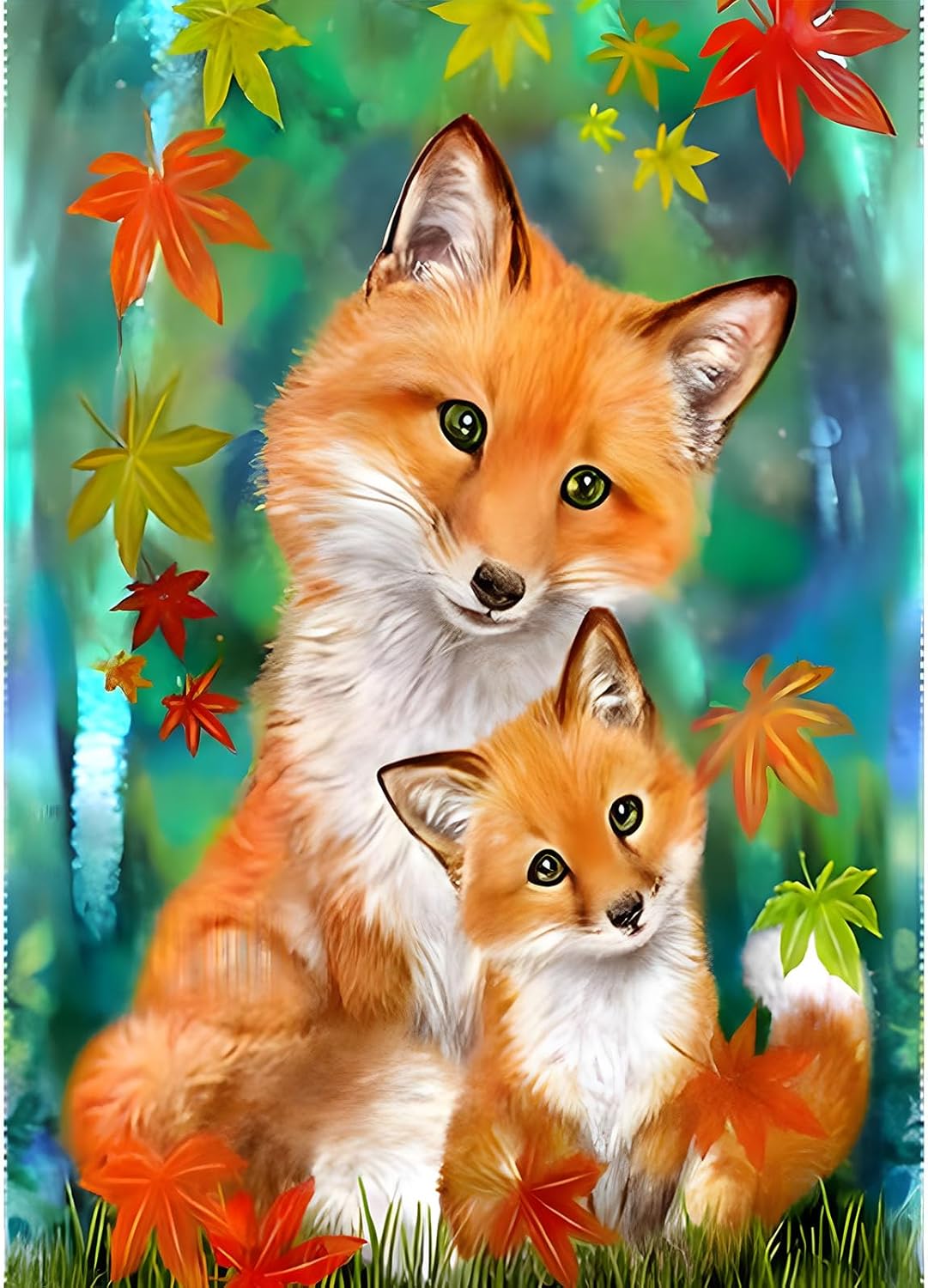 Fox Diamond Painting Kit 12x16 Inch – Full Round Drill 5D DIY Diamond Art for Adults & Beginners | Crystal Gem Art Home Wall Décor