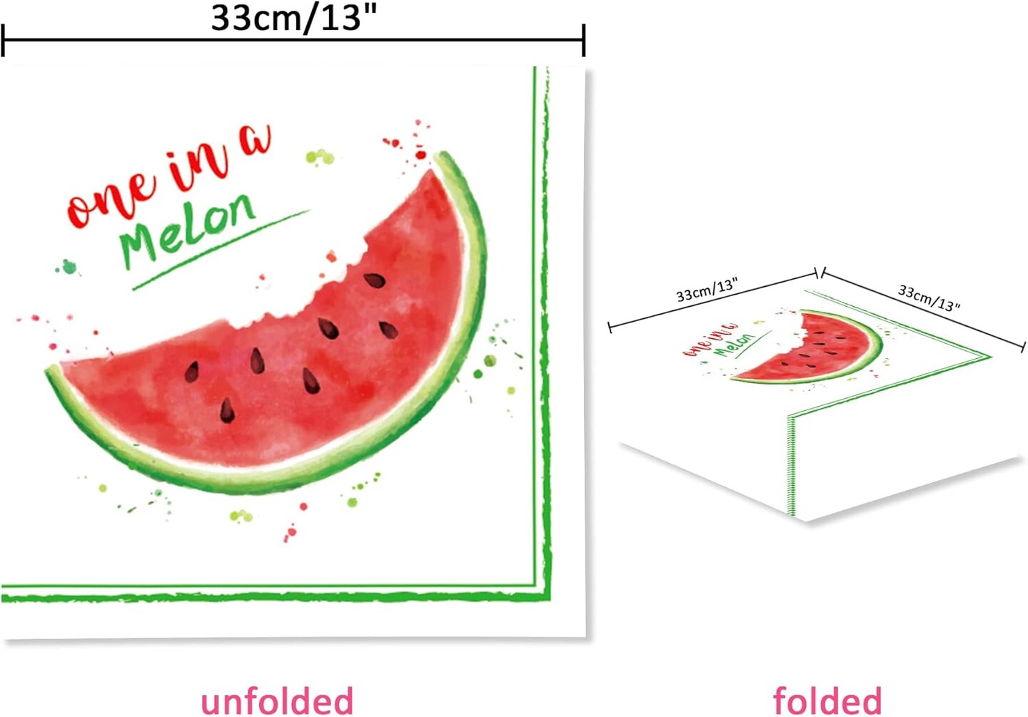 40Pcs Watermelon Party Napkins Summer Sweet Watermelon Paper Napkins Girls 1st Birthday Disposable Lunch Dinner Tableware Baby Shower Party Supplies