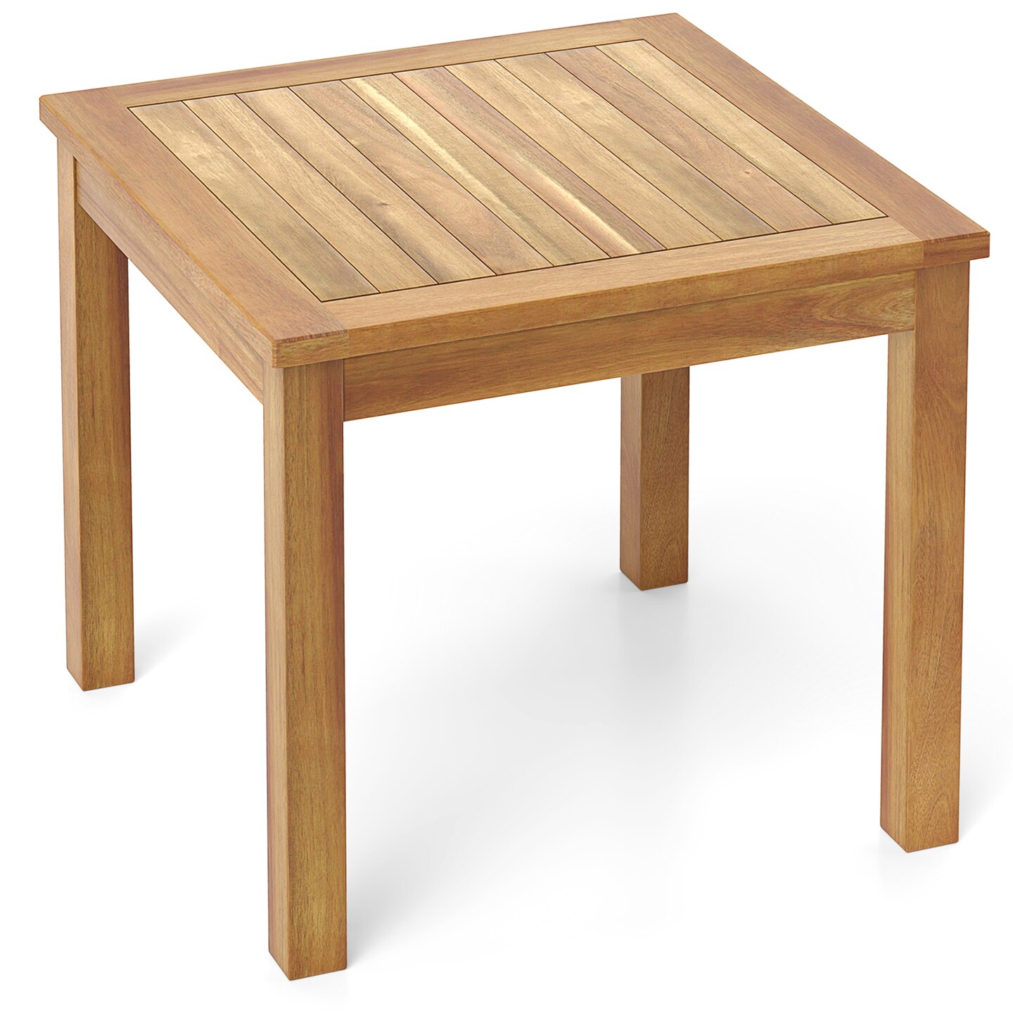 Natural Patio Teak Wood Side Table with Sturdy Frame for Indoor and Outdoor Use