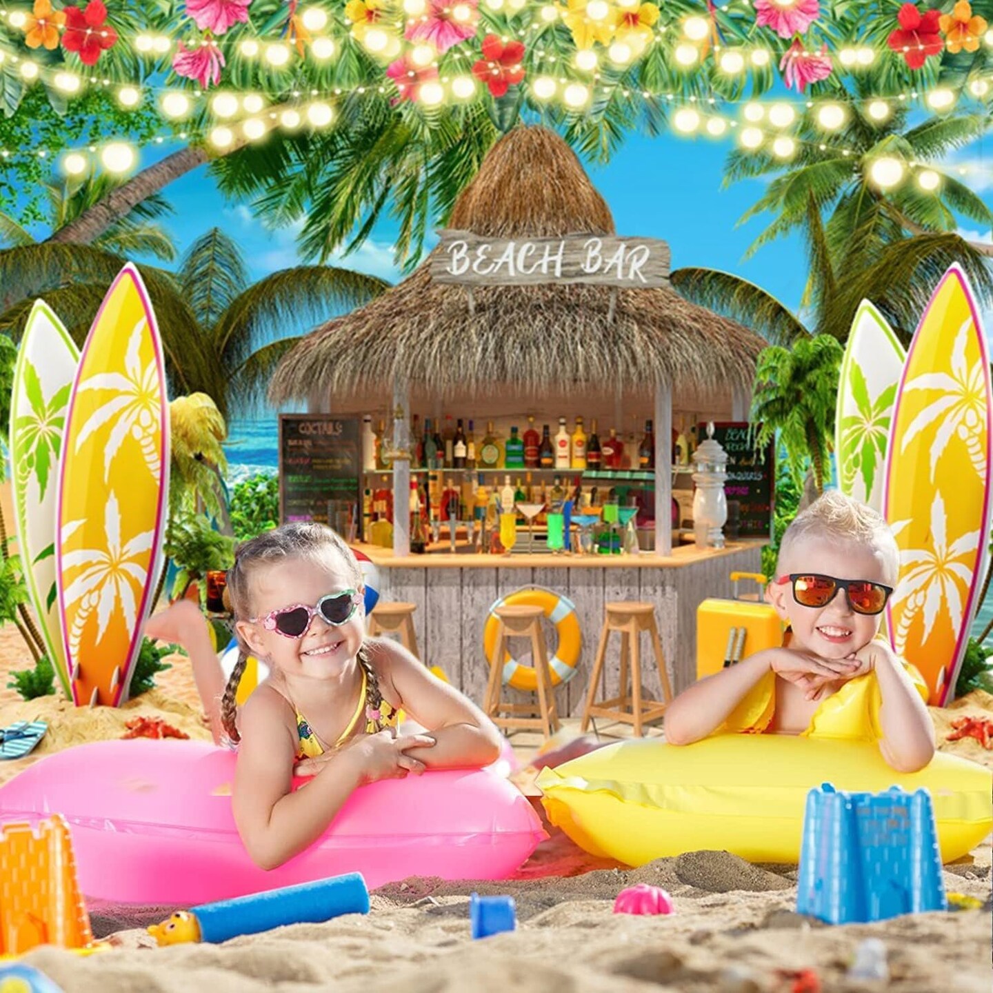 8x6ft Hawaiian Beach Photo Backdrop - Tropical Ocean Scene For Parties & Photography