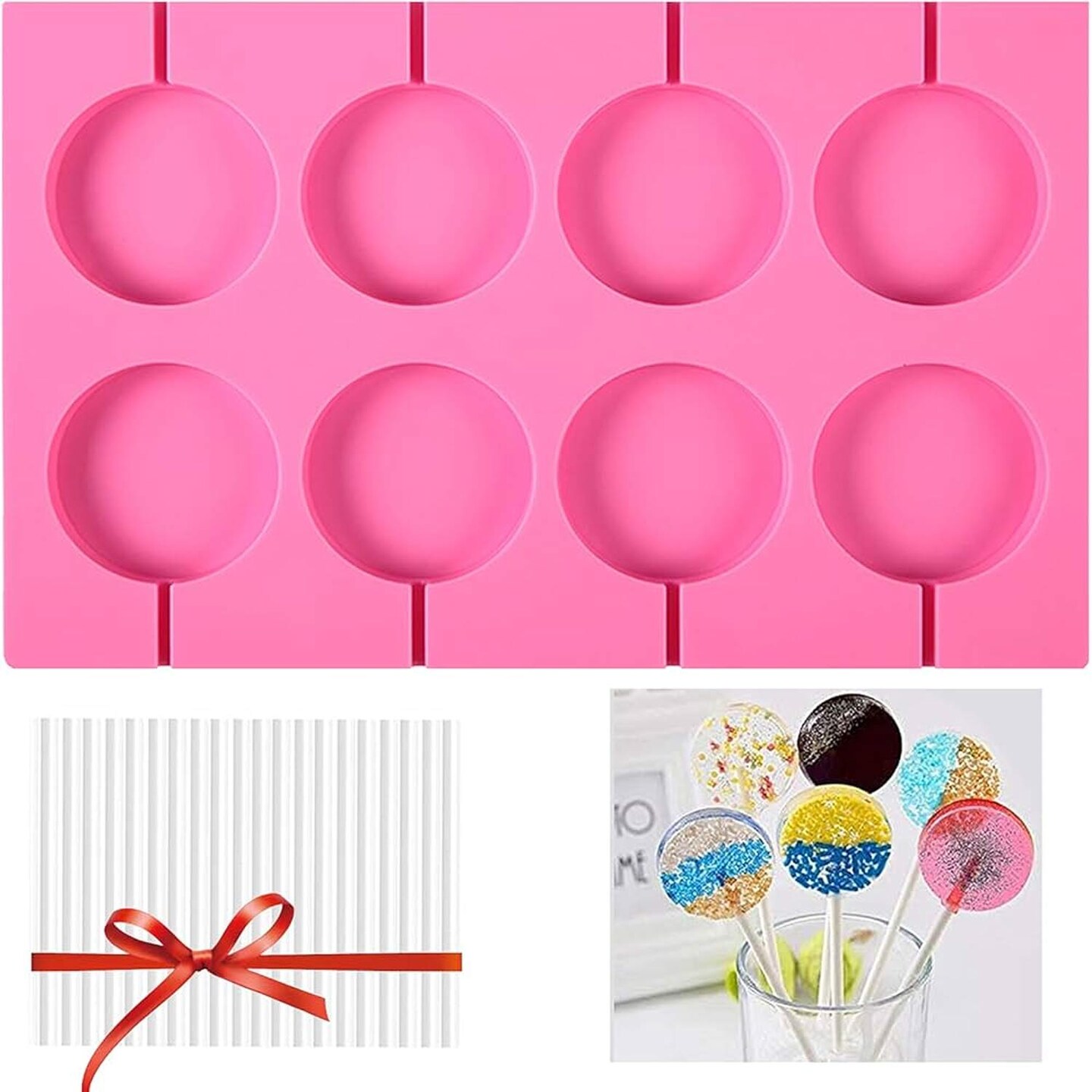 Silicone 2&#x22; Round Lollipop Sucker Mold