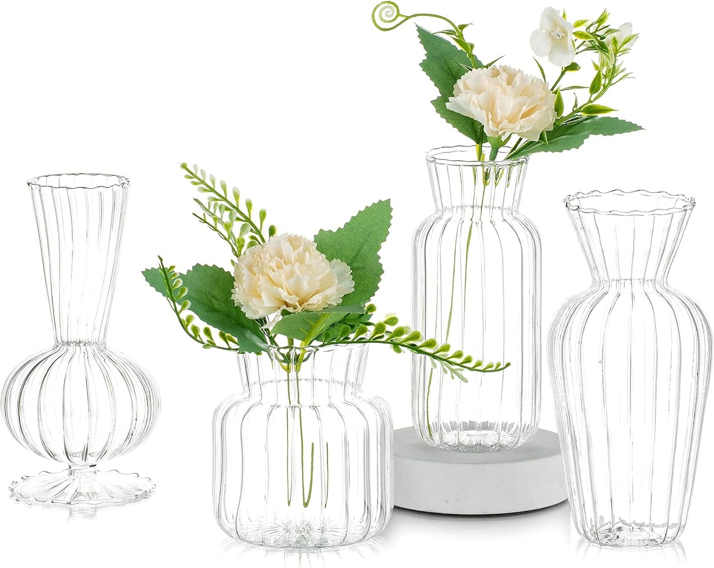 4Pcs Small Mini Flower Centerpieces Vases Handmade Decorative Cute Short Window Corner Home Decor for Wedding Reception Dining Table Single Rose Flowers