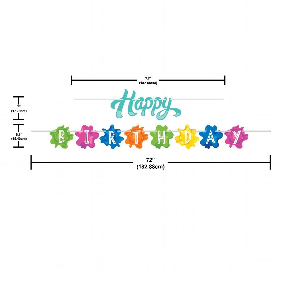 24 pc Bulk Splatter &#x22;Happy Birthday&#x22; Ribbon Banner