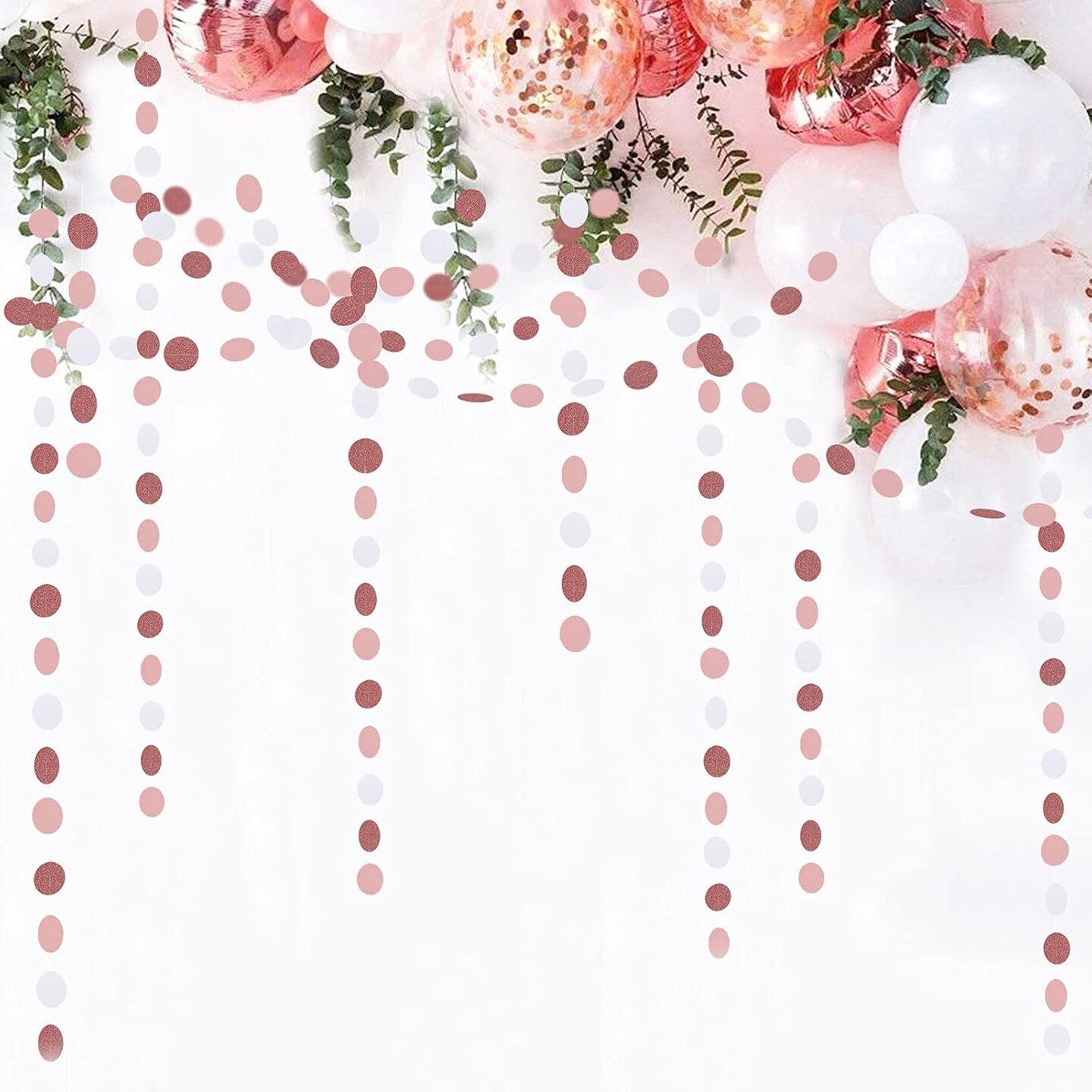 Rose-Gold Pink White Party Decorations Paper-Garland - 52Ft Birthday Baby Bridal Shower Decoration Streamers Banner,Mothers Day Bachelorette Engagement Wedding Party Supplies Bunting