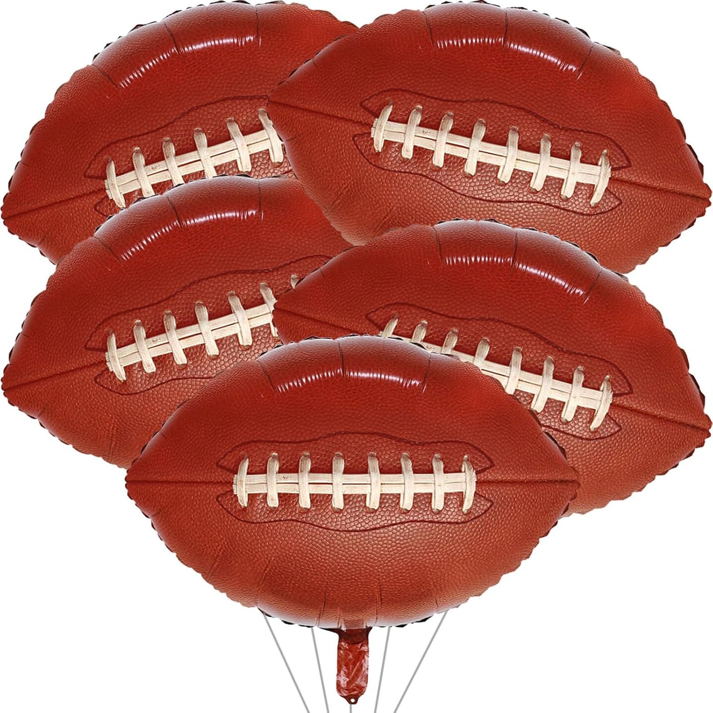 5 Pieces Large Football Party Balloons, Brown Football Shaped Mylar Foil Balloons Sports Theme Party Decorations for Boys Men Football Fans Tailgate Birthday Party Super Bowl Decorations Supplies