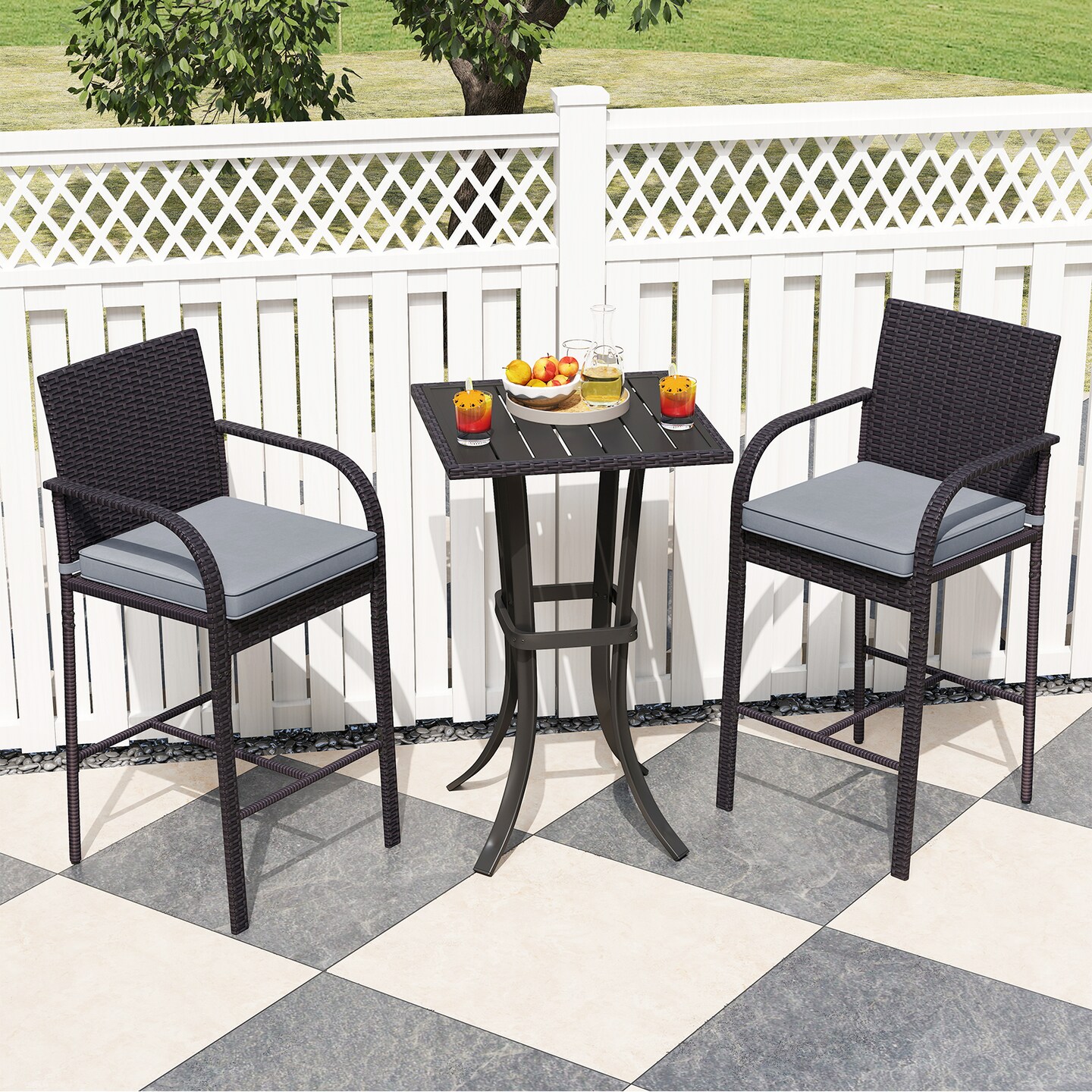 3-Piece Patio Bar Height Chairs and Square Table Set Perfect for Any Outdoor Setting