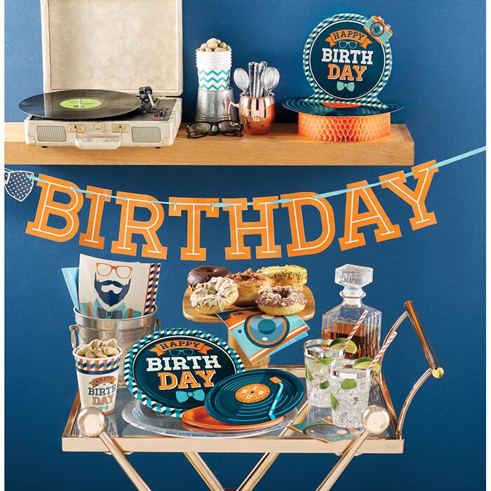 6 pc Bulk Hipster Birthday Paper Table Covers