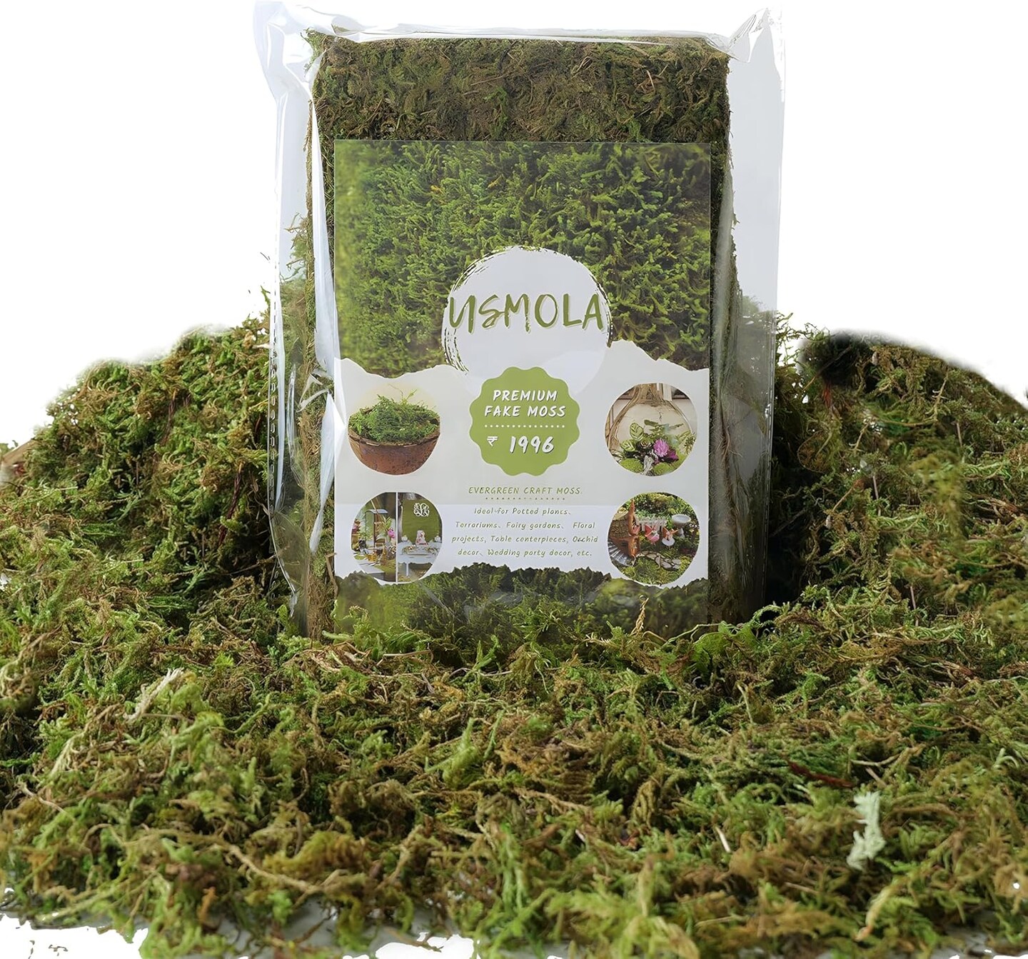 Fake Moss, 8 OZ Green Moss for Potted Plants, Artificial Moss for DIY Crafts Home Decor Table Centerpieces Wedding Decoration