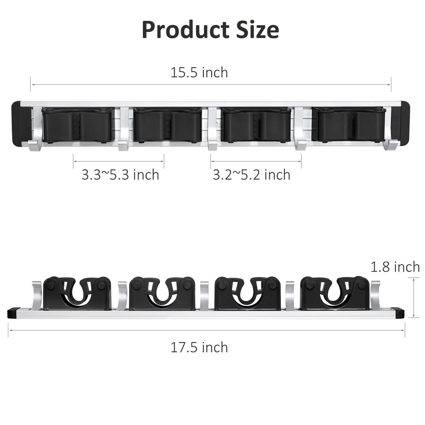 Mop and Broom Holder Wall Mount &#x2013; Heavy Duty Tool Rack Organizer for Garage, Laundry Room, Kitchen, Closet (Space-Saving Storage)