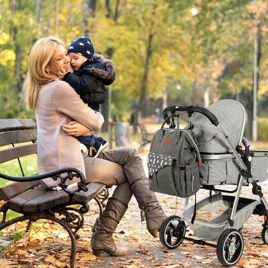 Large Waterproof Diaper Bag Backpack with USB Charging