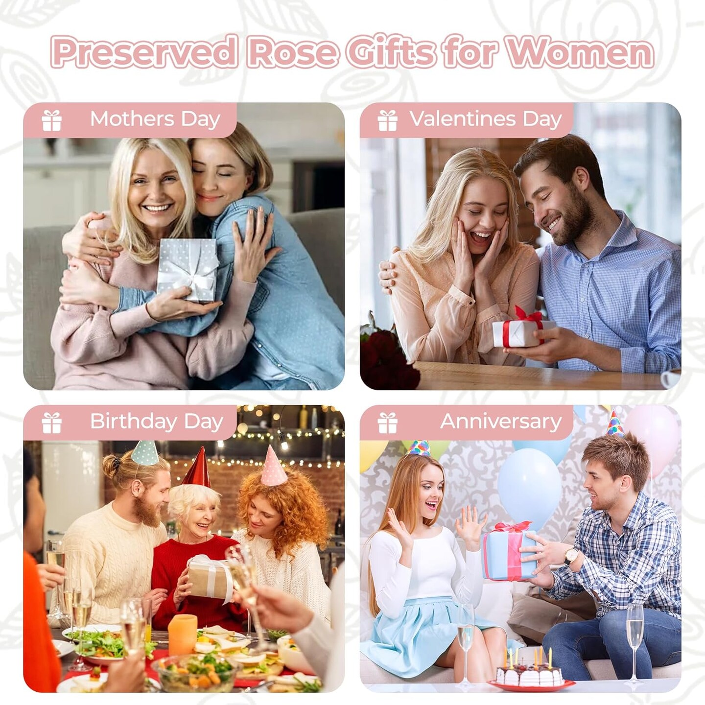 Eternal Rose in Rotating LED Glass Dome - Real Preserved Roses with 6 LED Lights, Battery Operated Valentine&#x27;s for Women - Home D&#xE9;cor &#x26; Anniversary Present&#xFF08;Blue&#xFF09;
