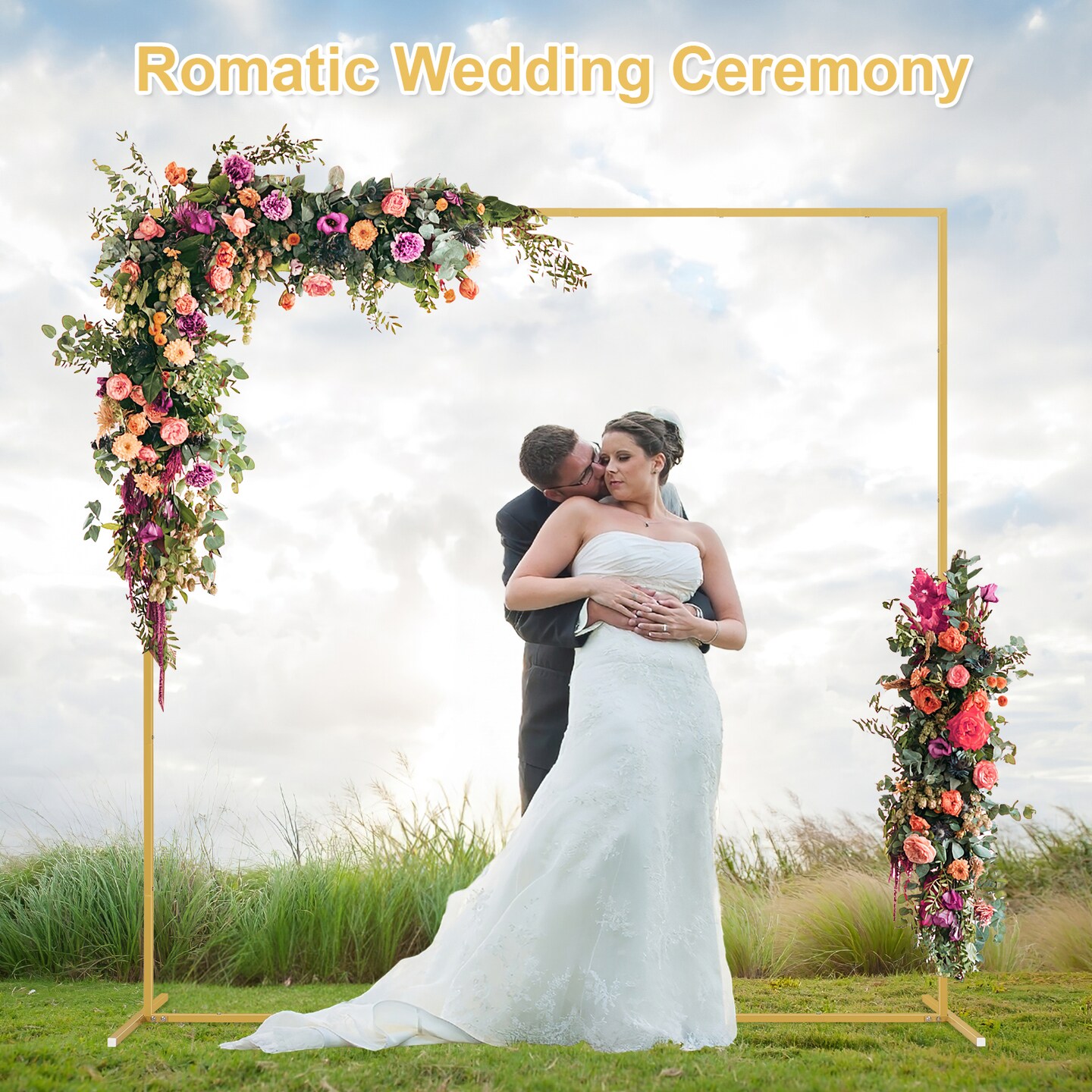 6.6FT Metal Square Backdrop Stand – Heavy Duty Balloon Arch Kit for Weddings, Parties, Photo Booth Decor (Indoor/Outdoor, Reusable, Detachable)