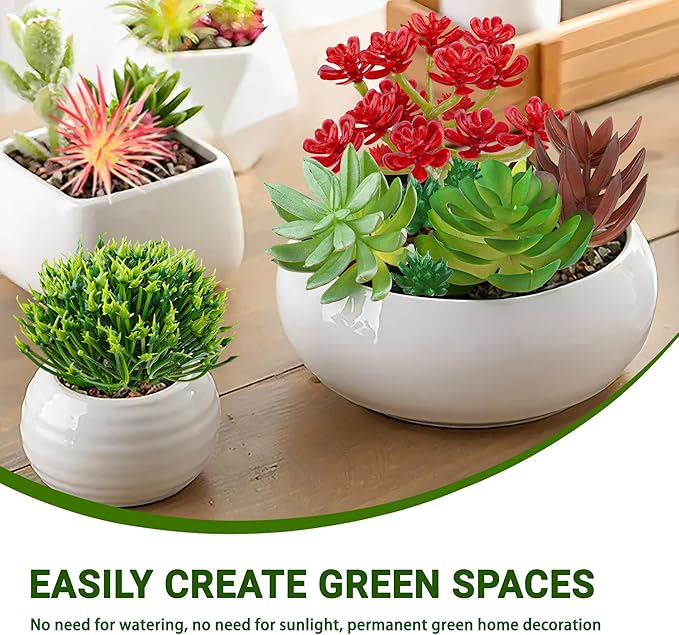 Artificial Succulents Plants, 16pcs Fake Succulents Plant for DIY Home Floral Wall Garden Office Party Decoration Colorful (Unpotted)