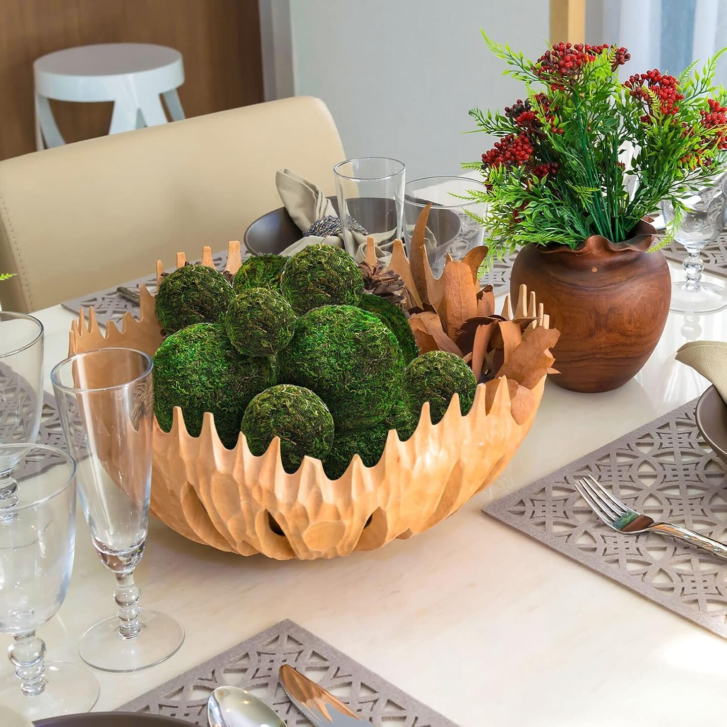 Moss Decorative Ball Natural Green, Handmade Moss Ball Spheres, Vase Fillers for Christmas Garden Home Wedding Party Decoration