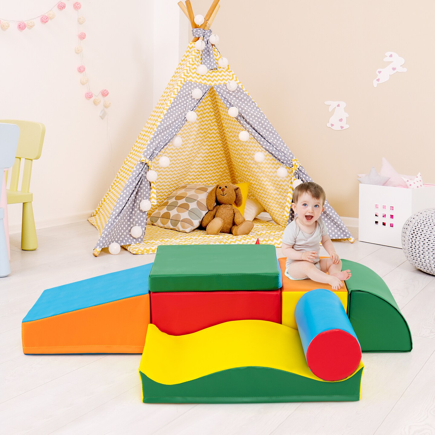 Multi-Color PU Leather Climbing Blocks Set with EPE Foam for Kids&#x2019; Play