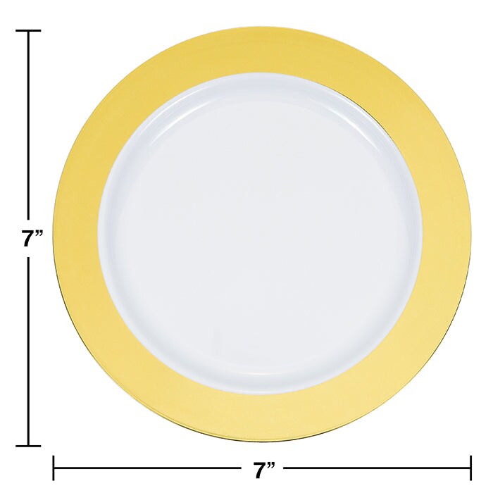 120 pc Bulk Gold Rim Plastic Dessert Plates