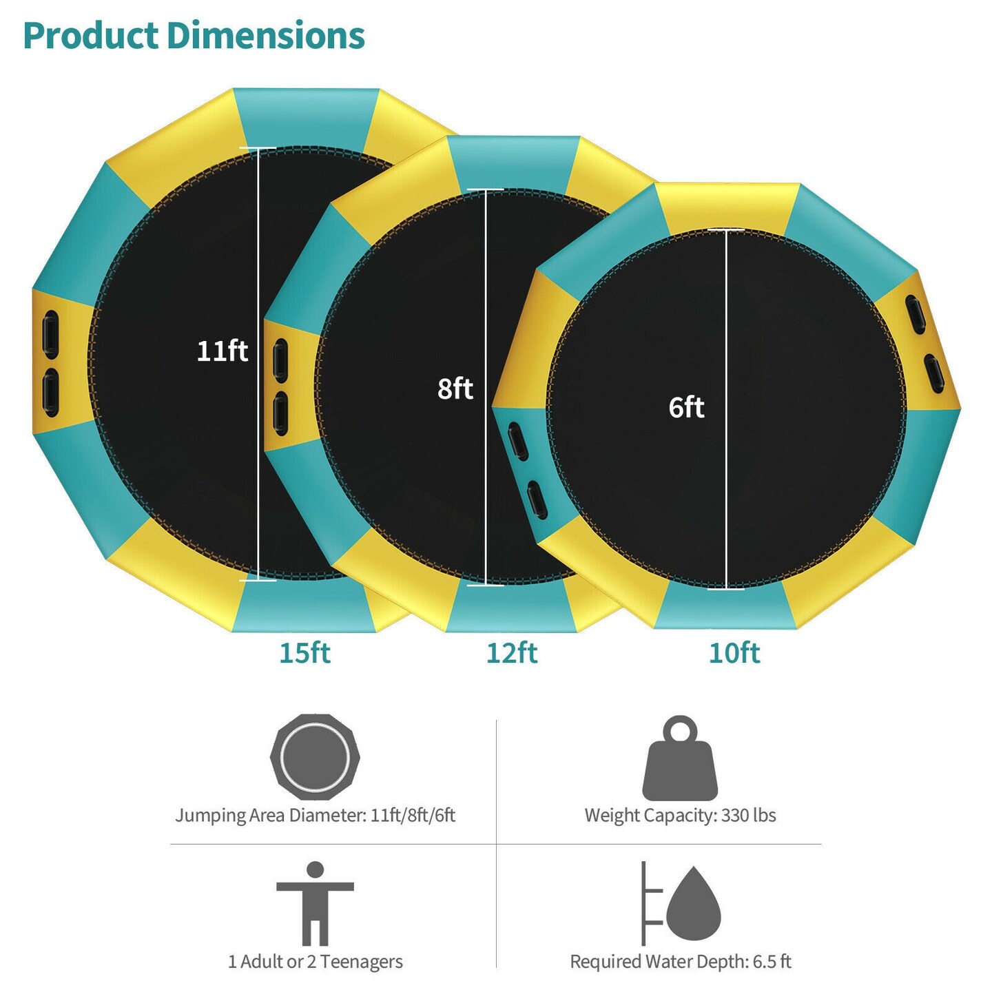 PVC Inflatable Water Trampoline with Large Bouncing Area