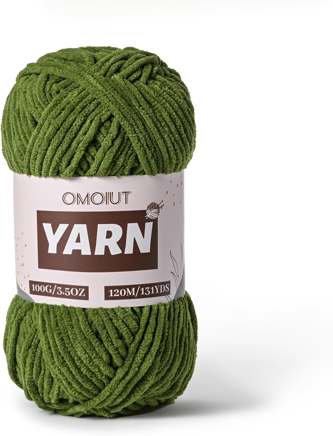 Plush Chenille Chunky Crochet Yarn - Baby Yarn for Crocheting Soft - Velvet Yarns Knitting for Blankets Crafts - Fluffy Amigurumi Yarns 100g / 131yd (Pine Green)
