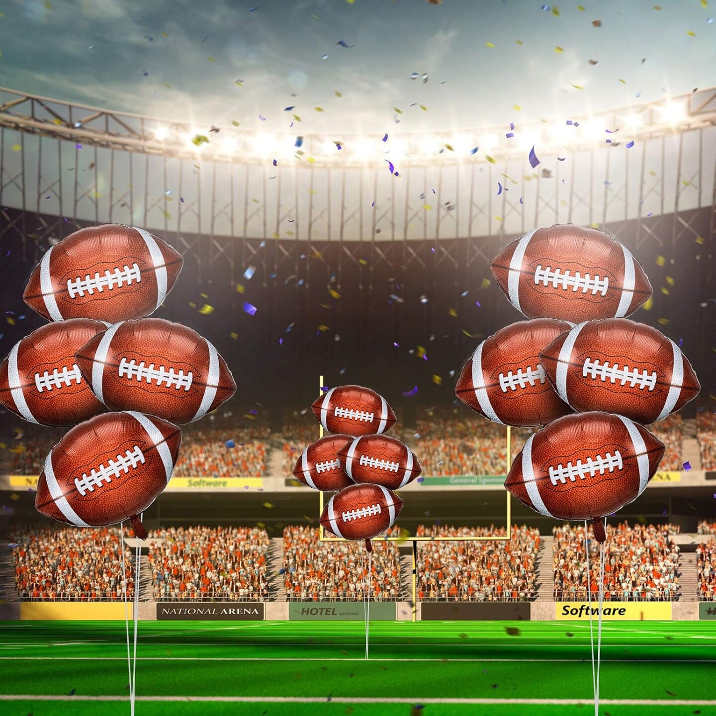 Football Balloons Football Rugby Shaped Aluminum Foil Balloons for Sport Themed Rugby Birthday Party Decor, 26 Inch(12 Pieces)