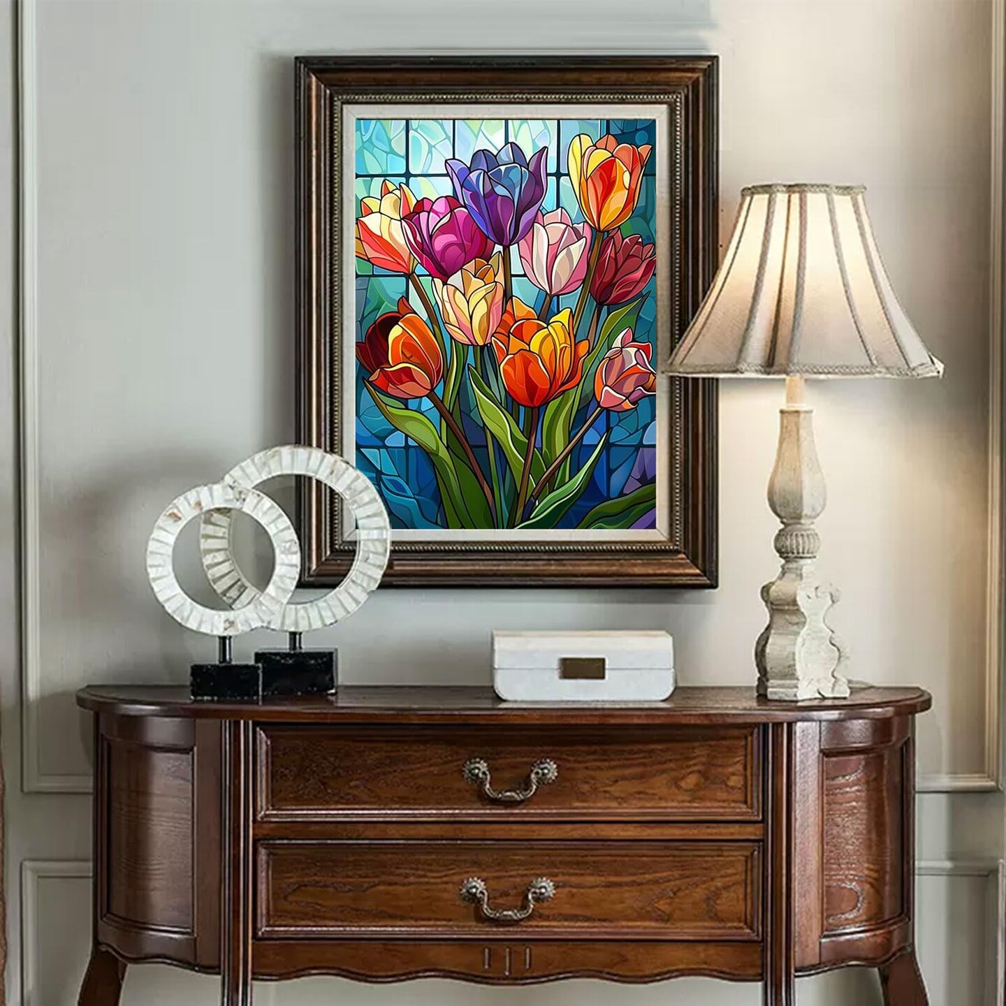 Diamond Painting Kits for Adults- Colorful Tulip with Glass Art