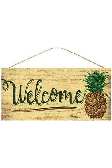 12&#x22; Wooden Sign: Welcome Pineapple