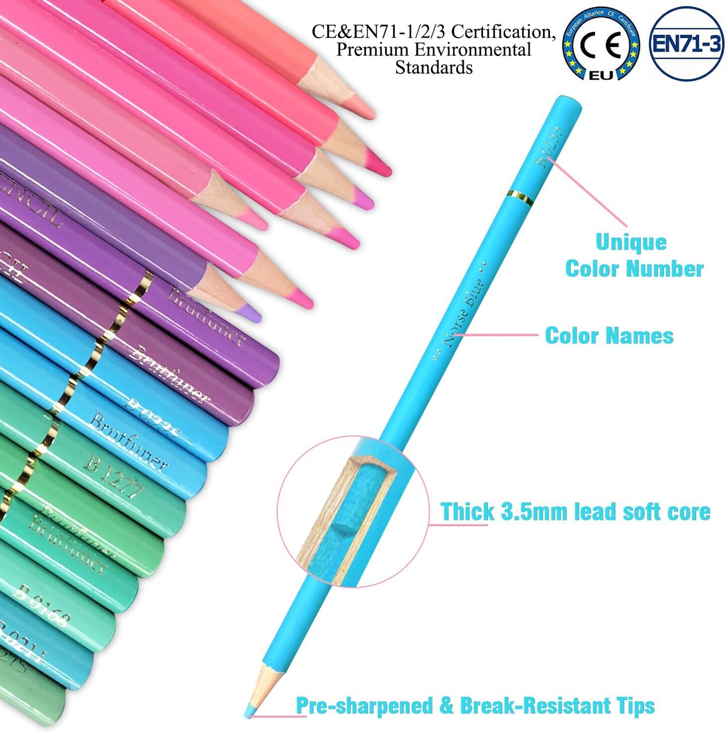 50 Macaron Pastel Colored Pencils Professional Soft Core for Adults Kids Beginners Sketching Shading