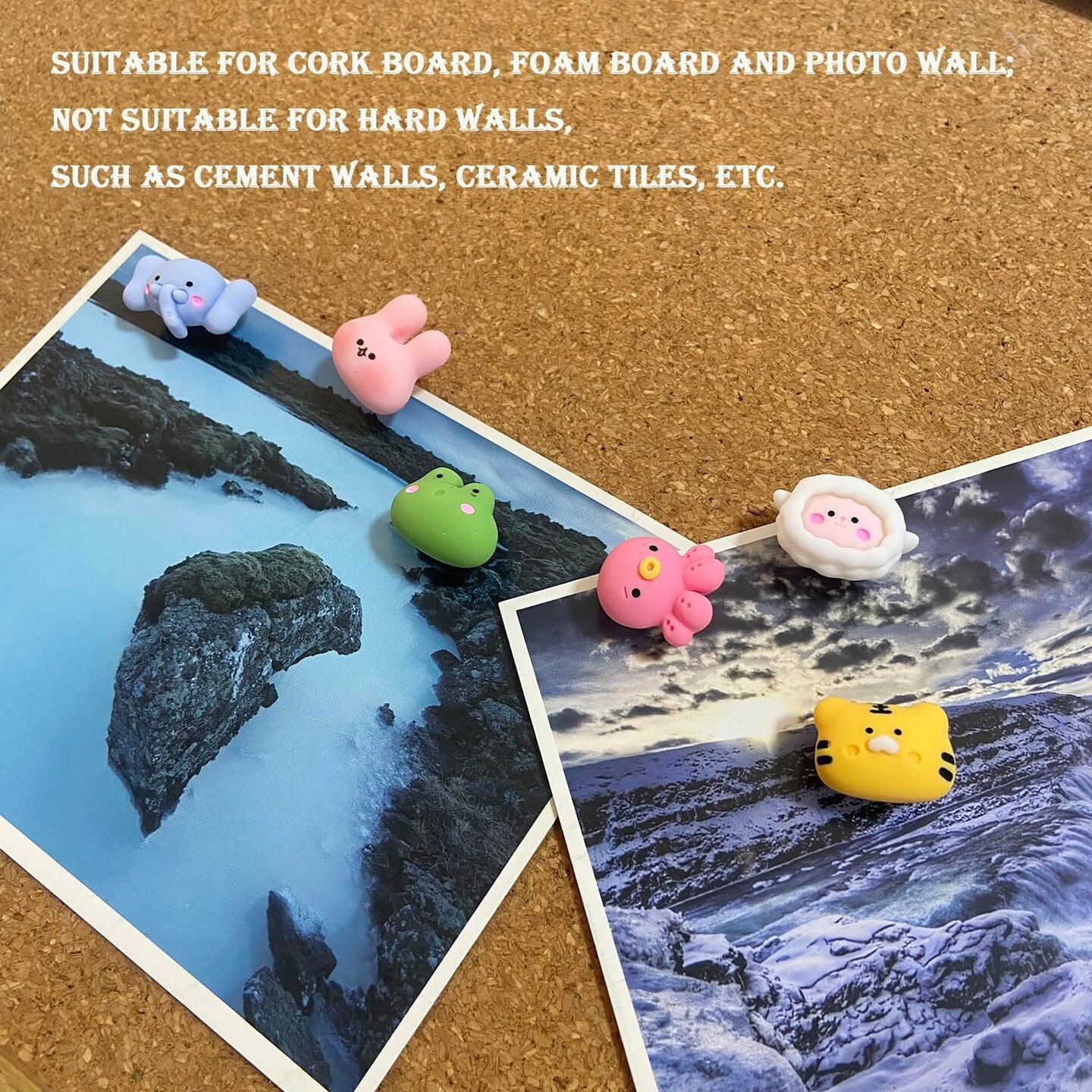 30 Pcs Animal Push Pins Decorative Push Pins Cute Thumbtack Animal Drawing Pins Push Pins for Cork Board for Octopus, Elephant, Frog, Sheep, Bear, Tiger, Chick, Rabbit