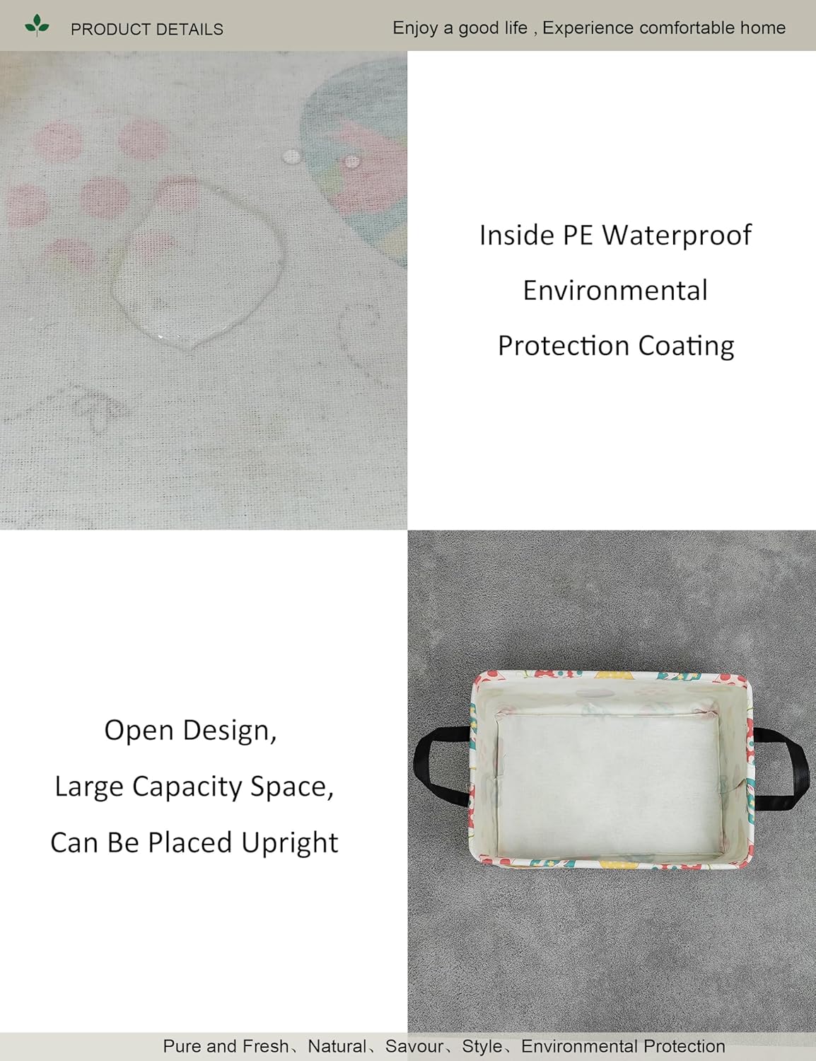 Rectangular Folding Laundry Basket, waterproof Canvas Basket, gift basket